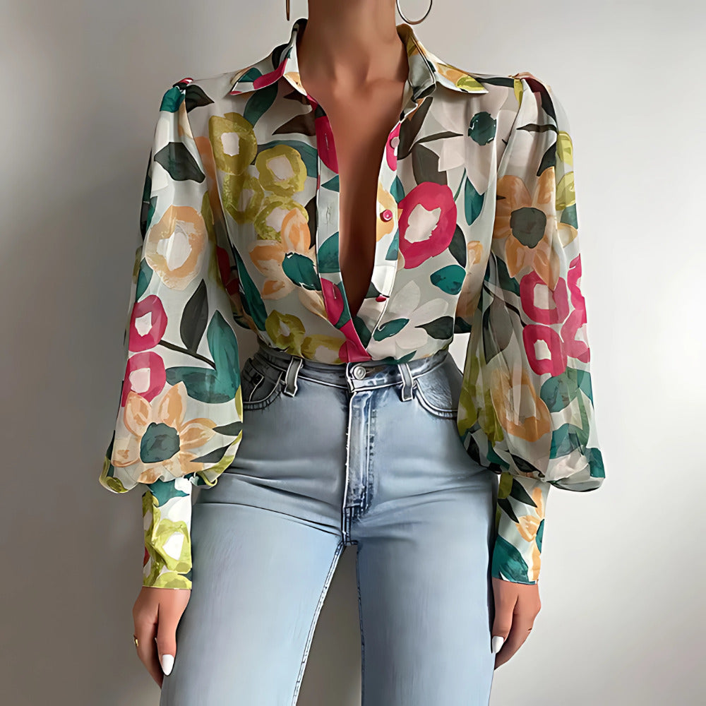 Lana Tie-Front Lantern Blouse