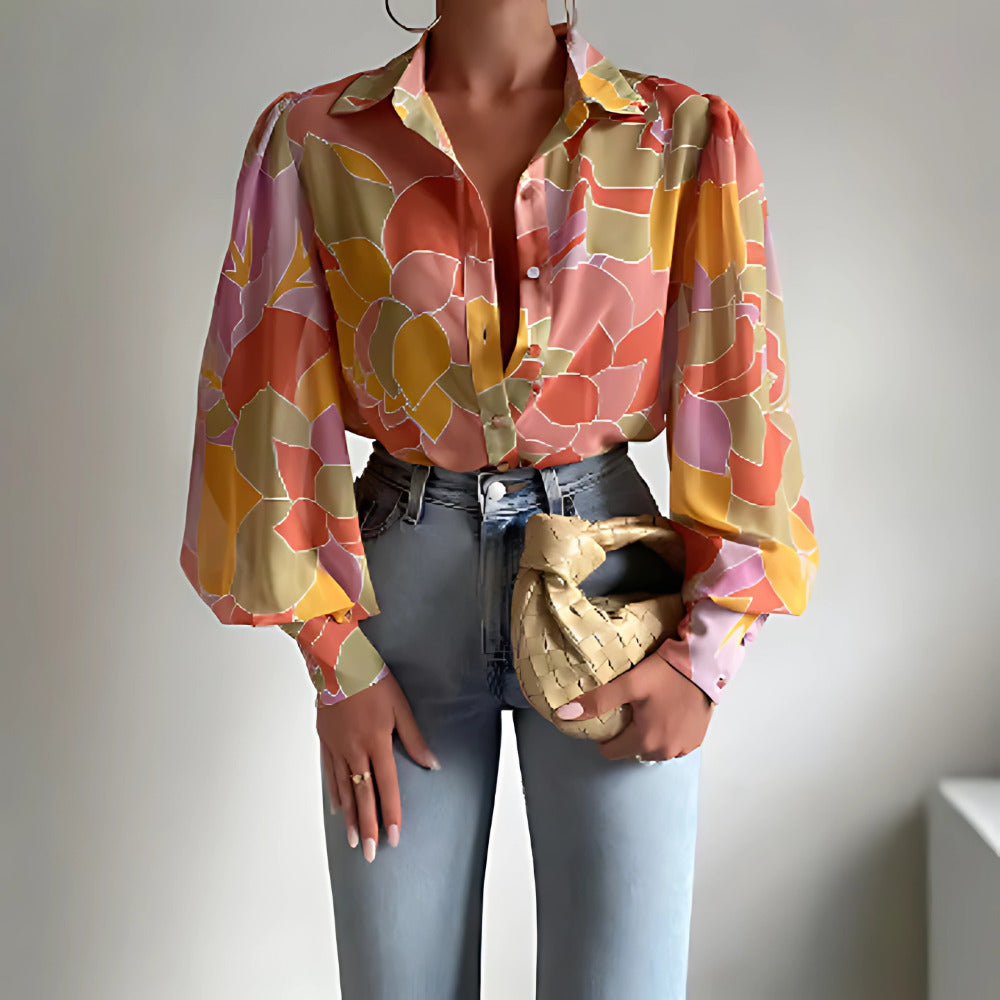 Lana Tie-Front Lantern Blouse