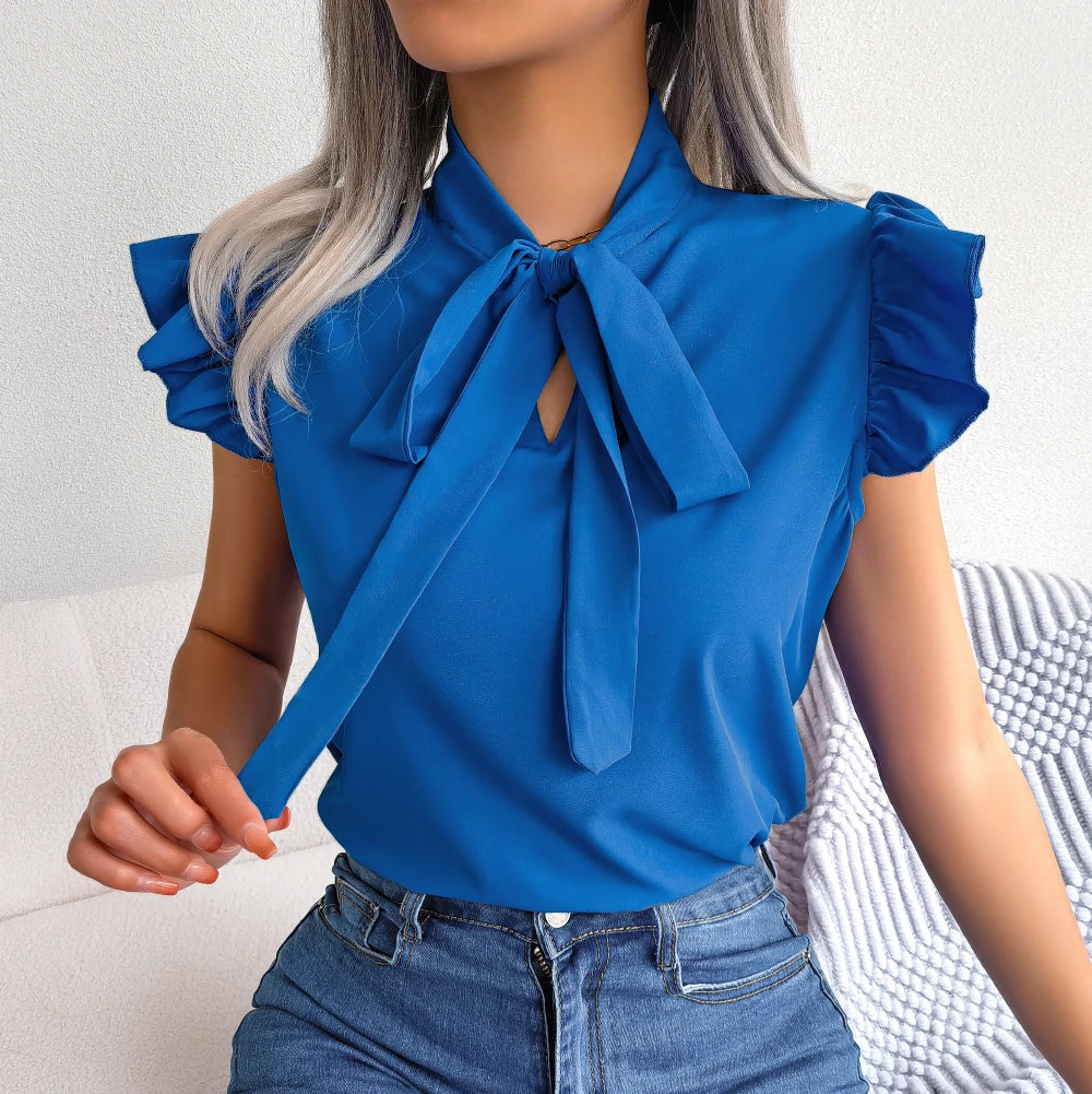 Léa Ruffle Tie-Neck Blouse