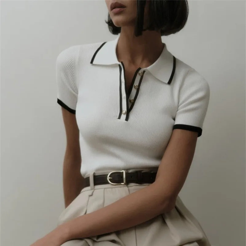 Emilia Ribbed Polo Top