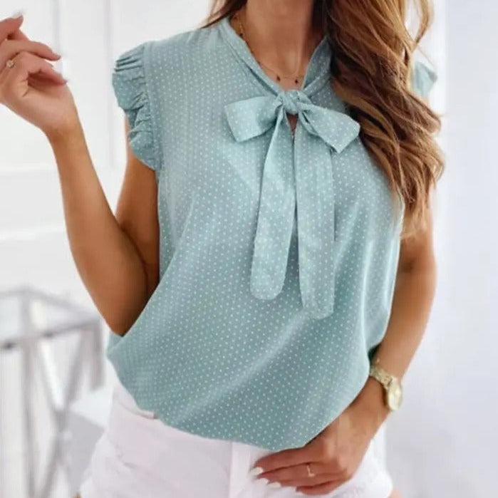 Léa Ruffle Tie-Neck Blouse