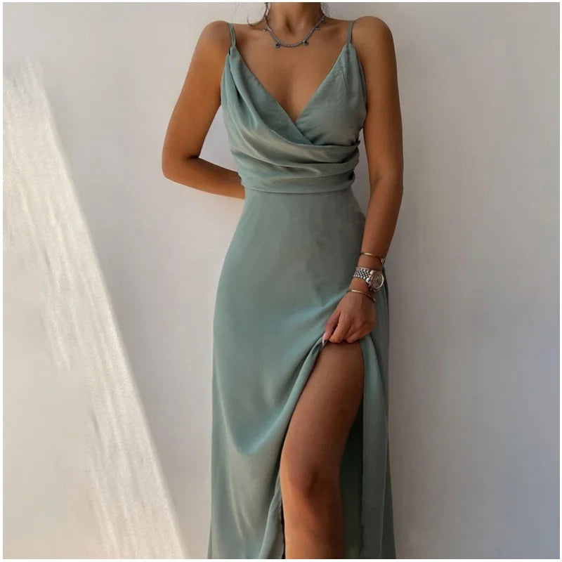 Sophia Satin Slit Night Dress