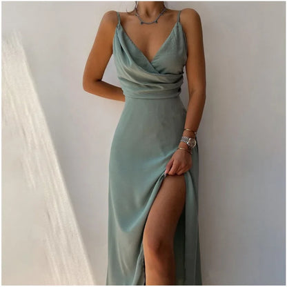 Sophia Satin Slit Night Dress